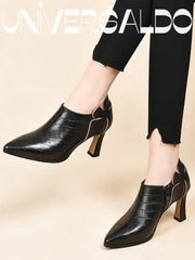 🔥Нови дамски кожени ботуши, с висок ток, елегантни и удобни.