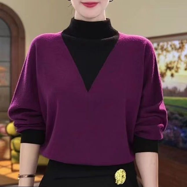 🔥Ново за есен зима⛄Дамско топло топ 2в1 с половин яка и качествена гънка👍