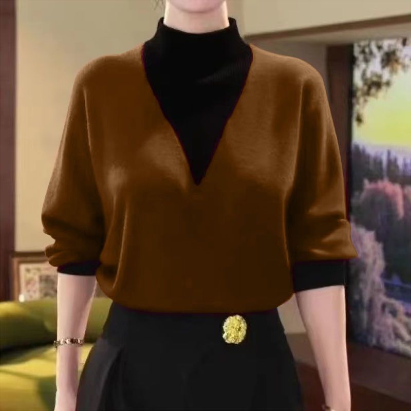 🔥Ново за есен зима⛄Дамско топло топ 2в1 с половин яка и качествена гънка👍