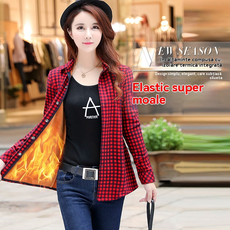 【M-7XL】Дамска зимна фланелена риза с дебела подплата и каре