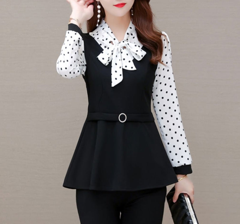 【M-5XL】 Дълги ръкави и завързваща се панделка - прикрива коремчето, оформя и подмладява!