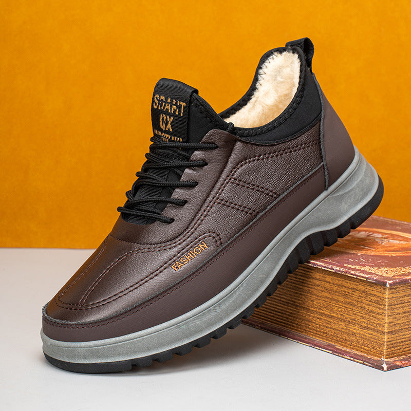 ⛄🔥Мъжки зимни ежедневни спортни обувки, естествена кожа, водоустойчиви, мека велурена подметка