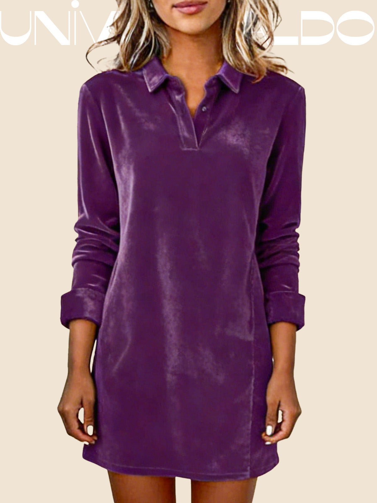 Вълнена Рокля с V-Яка и Дълъг Ръкав за Вечерни Поводи