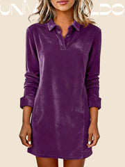 Вълнена Рокля с V-Яка и Дълъг Ръкав за Вечерни Поводи