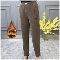 🎁👖【2XL-5XL】Нови есенни и зимни удебелени кадифени широки ежедневни панталони с голям размер