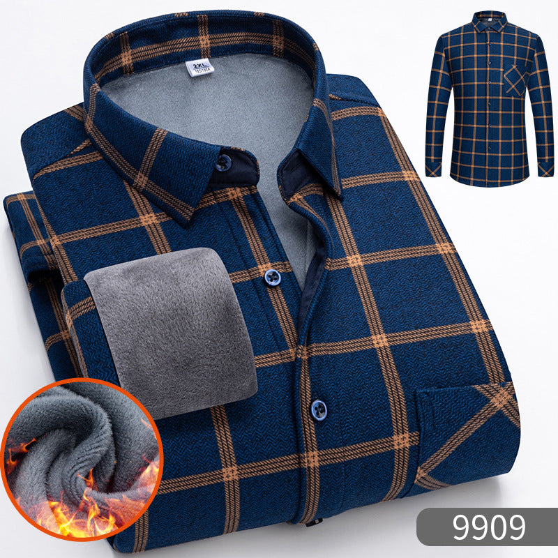 🔥【49% ОТСТЪПКА】🔥👔【L-5XL】Топла риза с дълъг ръкав за есен и зима