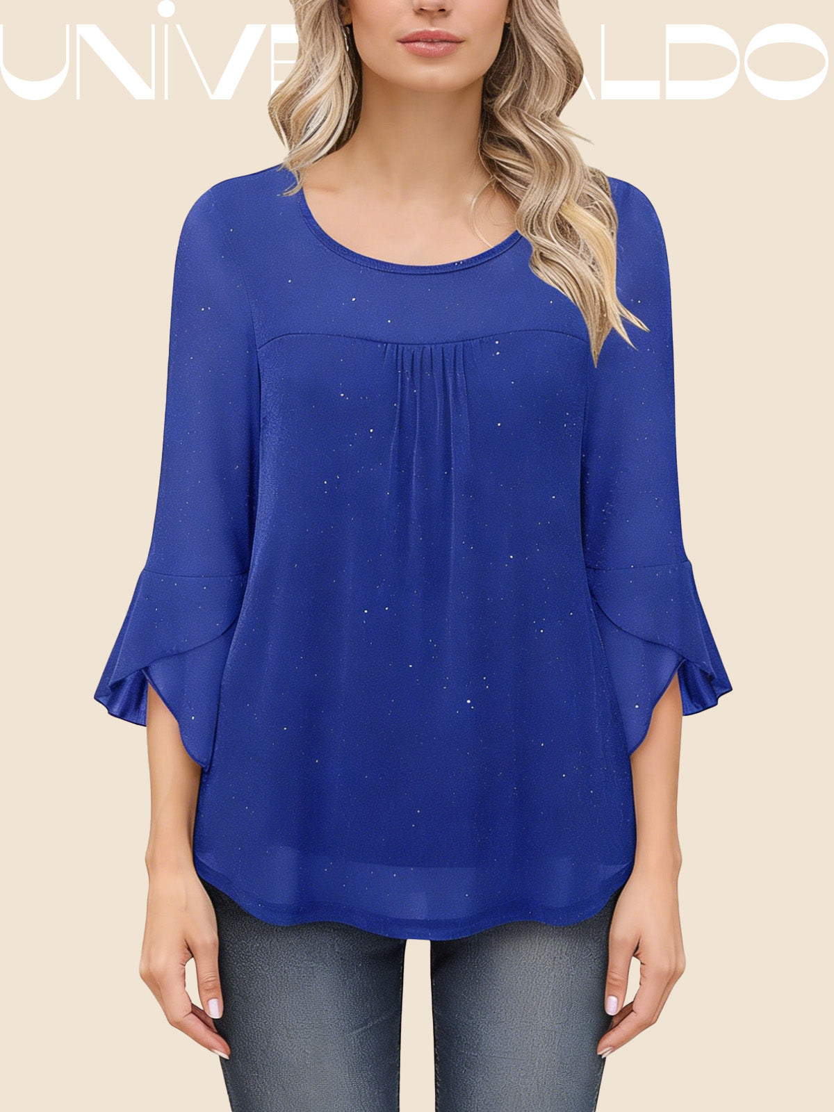 Дамски Пуловер с Ламарина, Един Цвят и Дълъг Ръкав