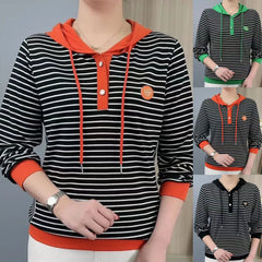 【M-5XL】Новото есенно-зимно модно раирано суичър с дълъг ръкав