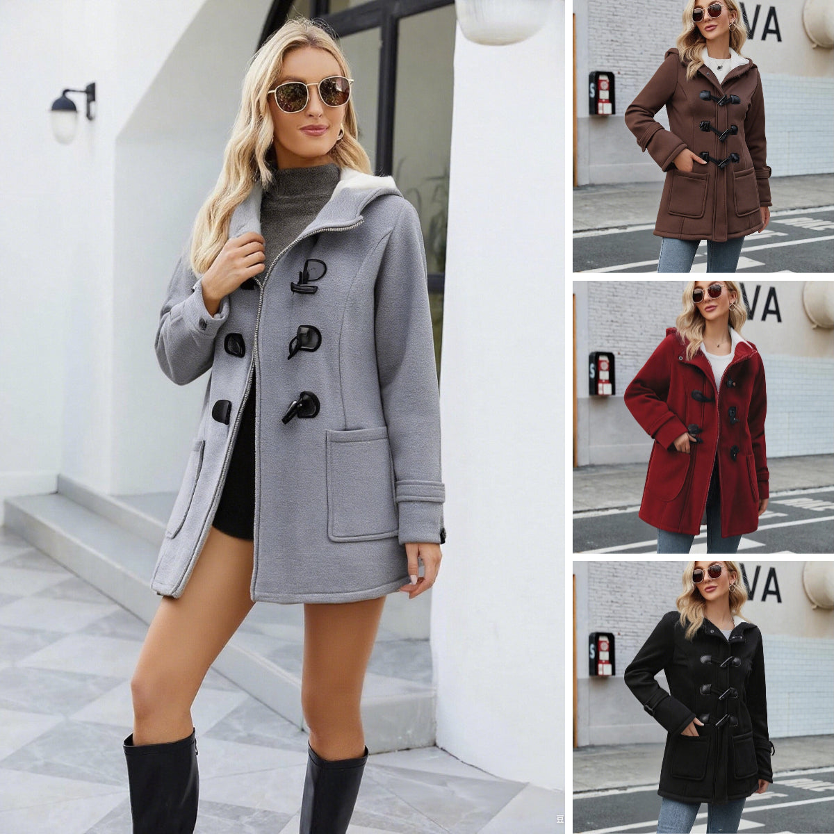 🔥Последен ден 50% отстъпка - Топло дамско яке с качулка, миди дължина