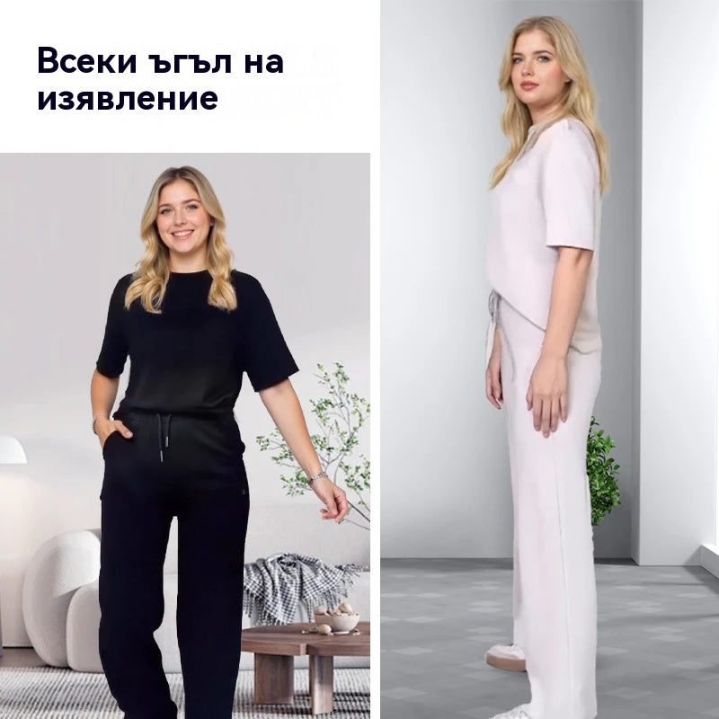 ✨Тенденции сега ✨Елегантен дамски комплект от 2 части - топ и съответстващ панталон