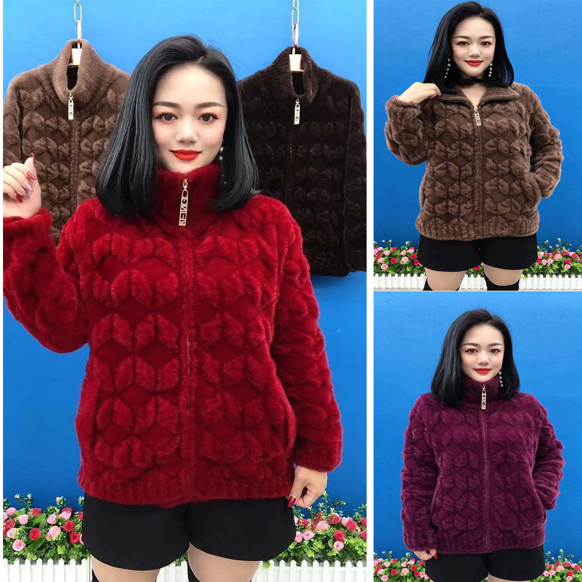 🔥🔥【50% ОТСТЪПКА】Изкуствена кожа от норка за хора на средна възраст и възрастни, дебело есенно-зимно палто