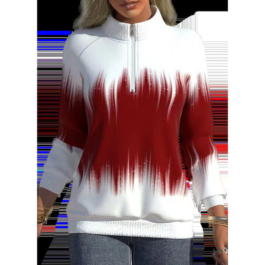 😍 50% ОТСТЪПКА 💜【S-5XL】Нов дамски суитшърт с висока яка и градиентен цвят