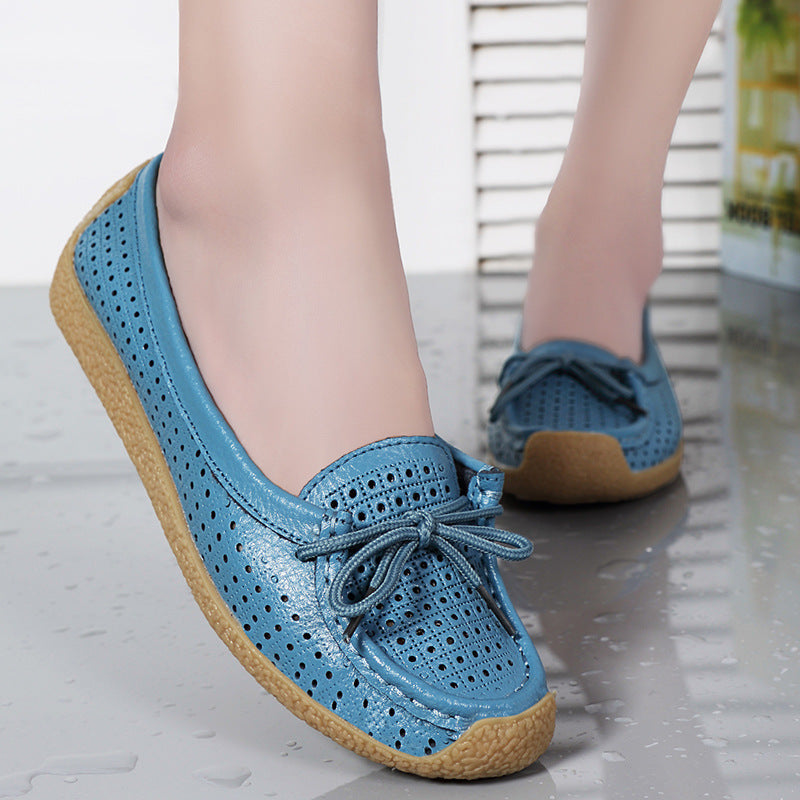 ✨🥿Нови дамски обувки с мека подметка, плоски и универсални, от естествена кожа