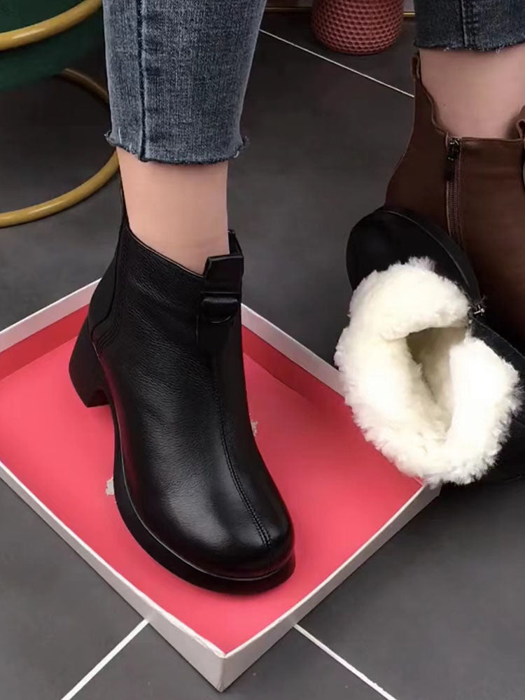 【35-40】Ръчно изработени италиански неплъзгащи се дамски ботуши от естествена кожа