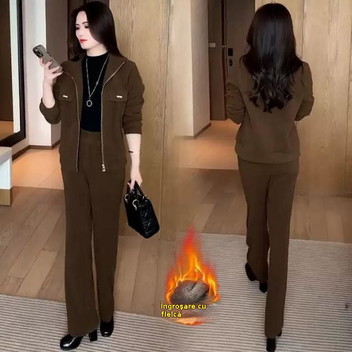 💖🔴💥【M-4XL】Нов дамски костюм от дебел кадифе (топ + панталон) 2025 г.