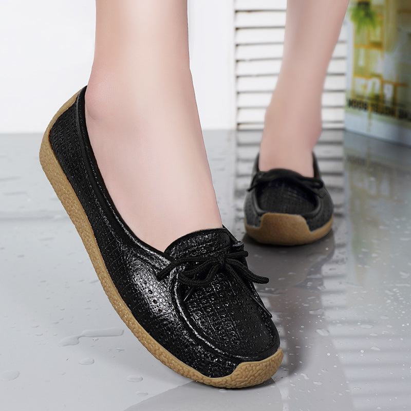 ✨🥿Нови дамски обувки с мека подметка, плоски и универсални, от естествена кожа