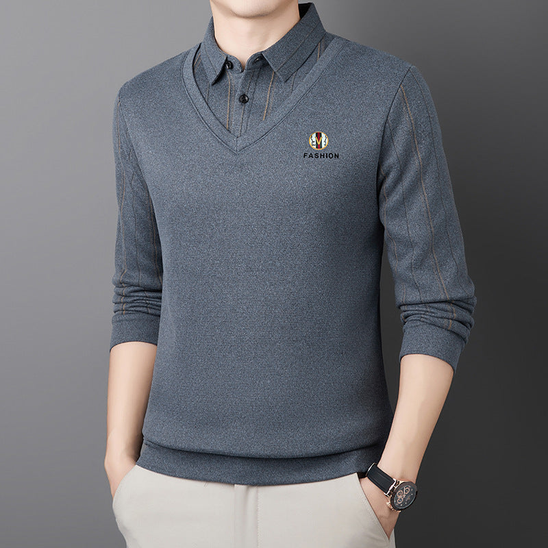 【S-4XL】Мъжко тениско с дълги ръкави и гънка - дизайн „две в едно“