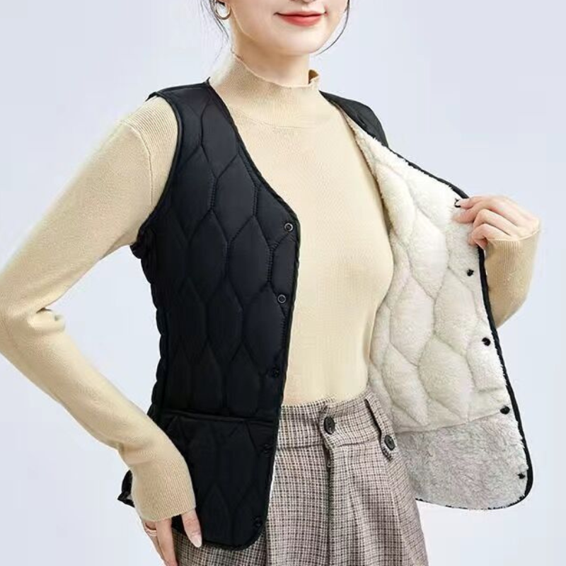 🔥Дамски елек с мека и топла подплата, идеален за зимата, с вътрешна поларена подплата за уютна топлина!