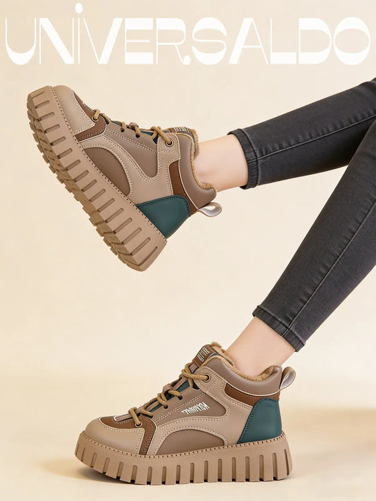 Високи Спортни Обувки С Дебела Подметка, Кожа И Подплата