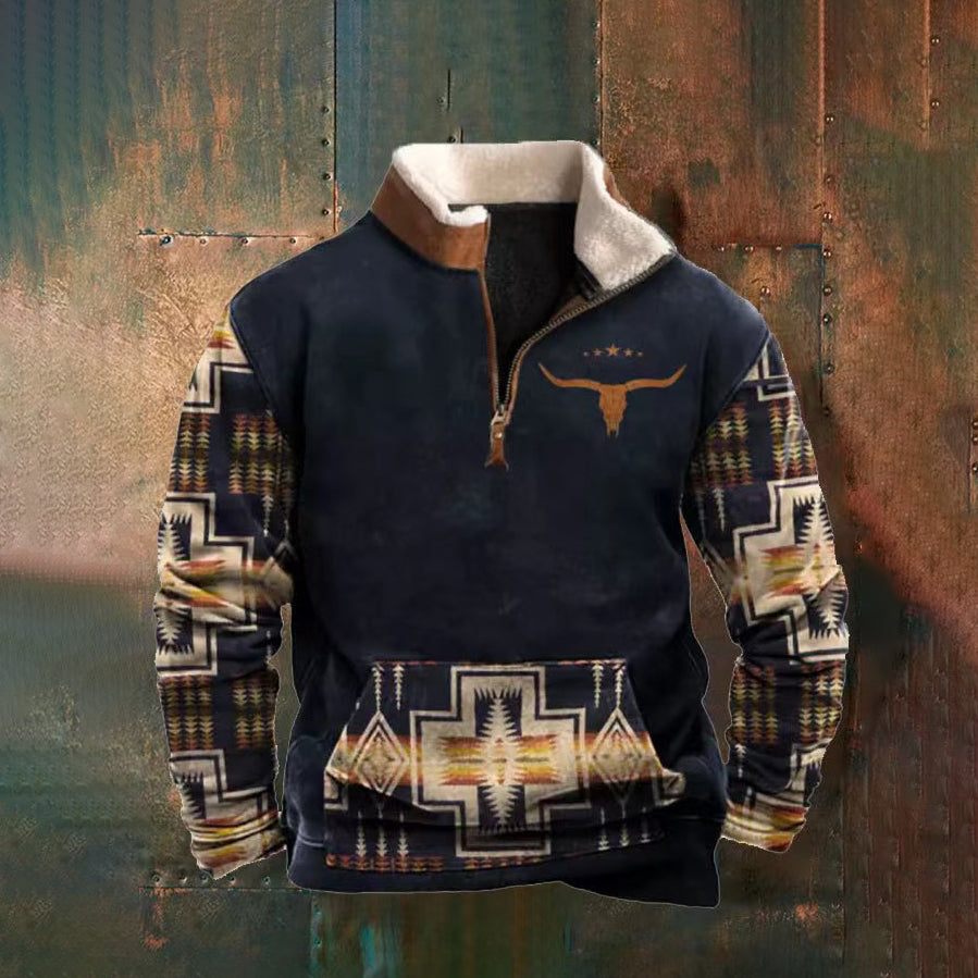 👕【50% ОТСТЪПКА】【S-4XL】Есенно-зимна модна мъжка топла блуза с дълъг ръкав и 3D принт