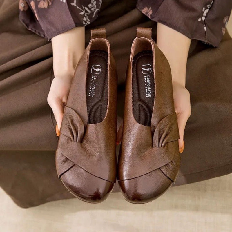 50% ОТСТЪПКА【35-40】Дамски винтидж обувки от мека кравешка кожа, удобни и ежедневни