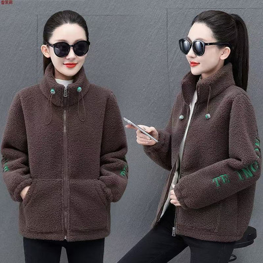 【M-6XL】Дамско яке с подплата от агнешка вълна