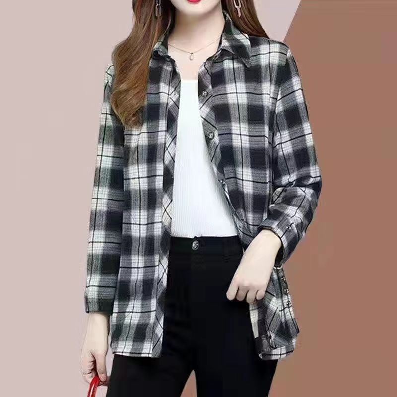 💕【XL-5XL】Нови модерни и универсални есенни дамски карирани ризи