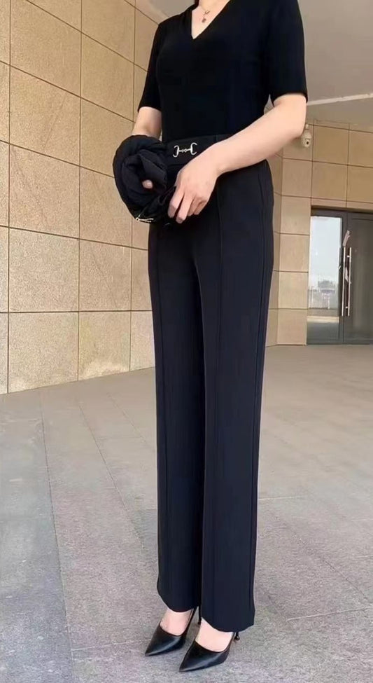 💟【49% ОТСТЪПКА】【M-4XL】Нови висококачествени прави панталони, ежедневни летни връхни панталони, семпли тесни панталони с висока талия
