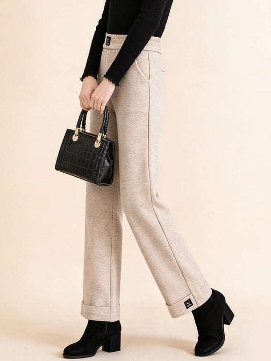 Топли Кашмирени Панталони с Широк Крой до Глезен