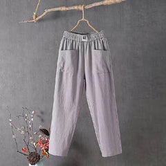 👖50% намаление+ Наложен платеж👖【M-4XL】Дамски летни ежедневни панталони от памук и лен, леки, дишащи и удобни