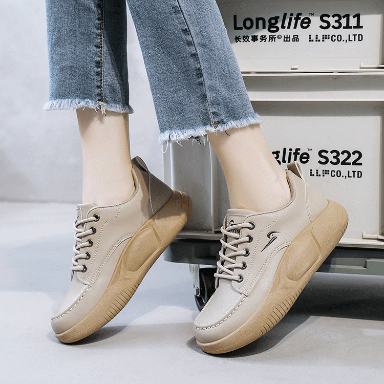 【35-40】2025 Ретро обувки с дебела подметка с кръгли пръсти Дамски удобни ежедневни обувки