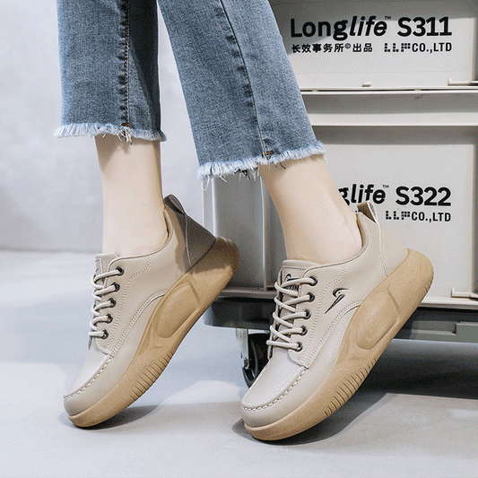 【35-40】2025 Ретро обувки с дебела подметка с кръгли пръсти Дамски удобни ежедневни обувки