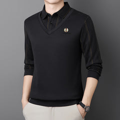 【S-4XL】Мъжко тениско с дълги ръкави и гънка - дизайн „две в едно“