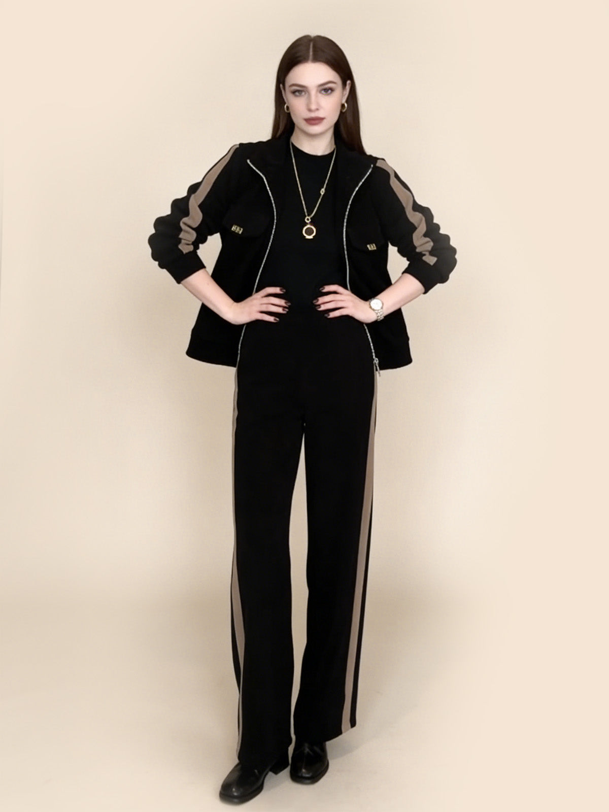 2-Части Комплект Топло Яке с Право Панталон