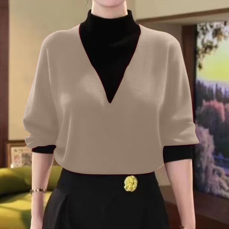 🔥Ново за есен зима⛄Дамско топло топ 2в1 с половин яка и качествена гънка👍