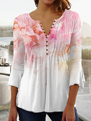 ✨🔥【S-5XL】Нов дамски топ с дълъг ръкав и щампа от 2025 г., удобен и стилен