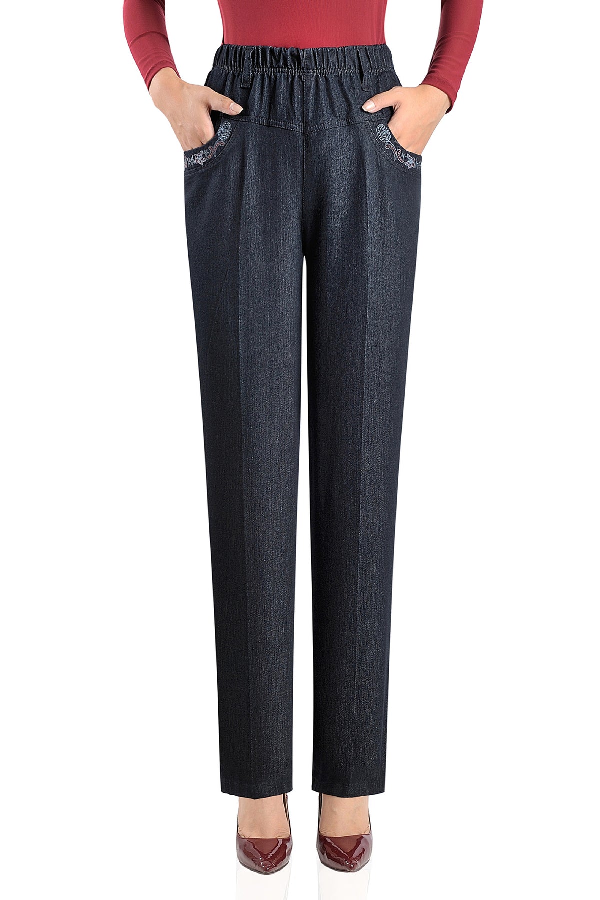 👖【50-90 KG】 Нови дънки с висока талия, еластични и с свободна кройка