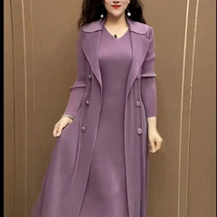 🍂👗【M-4XL】Есенна, модерна, еластична, двукомпонентна рокля с ветровка