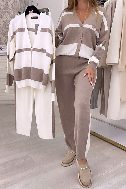 🔥🍂Ново есенно-зимно сезон, висококачествен и модерен плетен пуловер комплект, удобен и универсален за всеки ден.