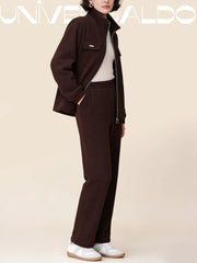 🔴💥【M-4XL】Дамски ежедневен кадифен костюм с удебелени елементи (сако + панталон)