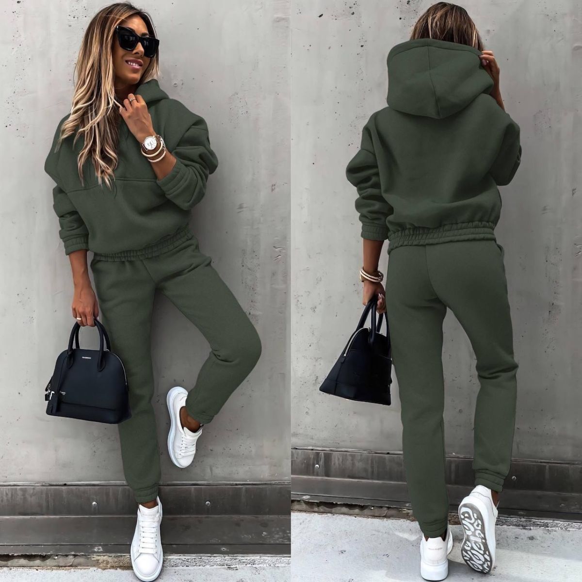 💕 【S-XL】Елегантен, двукомпонентен спортен комплект с дълги ръкави, удобен, стилен и комфортен, идеален за ежедневна употреба на открито.