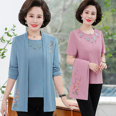 💥🎀【най-продавани】Нов комплект от две части [Външно облекло + блуза с къси ръкави] Удобна материя, размери XL-5XL