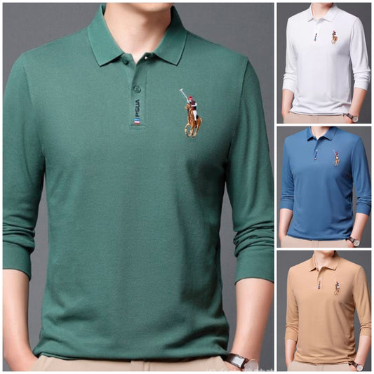 【M-4XL】Нова мъжка поло риза с дълъг ръкав