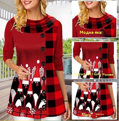 🔥Топъл, удобен, ежедневен дамски топ с щампа, изработен от чист памук за Коледа