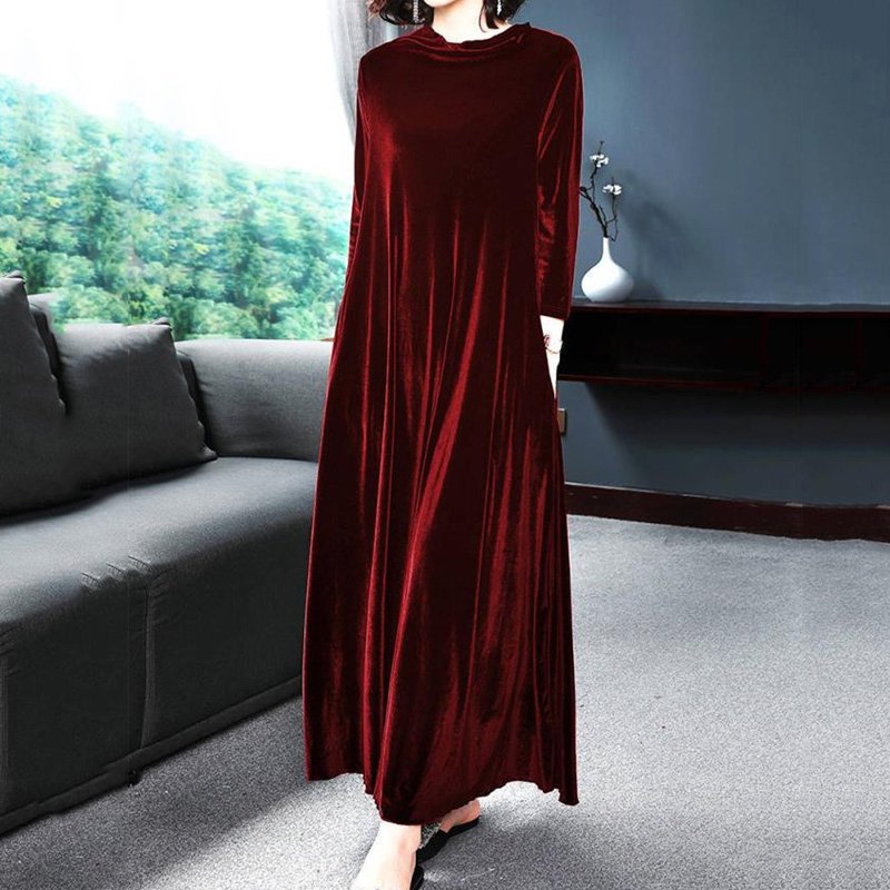 50% ОТСТЪПКА 【M-4XL】Елегантна златна кадифена рокля, излъчваща елегантен чар отвътре навън!