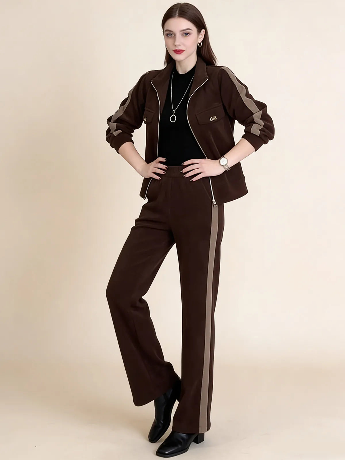 2-Части Комплект Топло Яке с Право Панталон