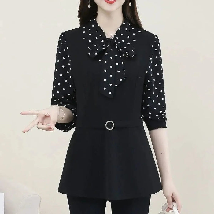 【M-5XL】 Дълги ръкави и завързваща се панделка - прикрива коремчето, оформя и подмладява!