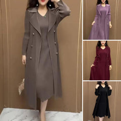 🍂👗【M-4XL】Есенна, модерна, еластична, двукомпонентна рокля с ветровка