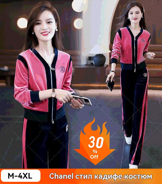 🔥Нов златен кадифен ежедневен спортен костюм