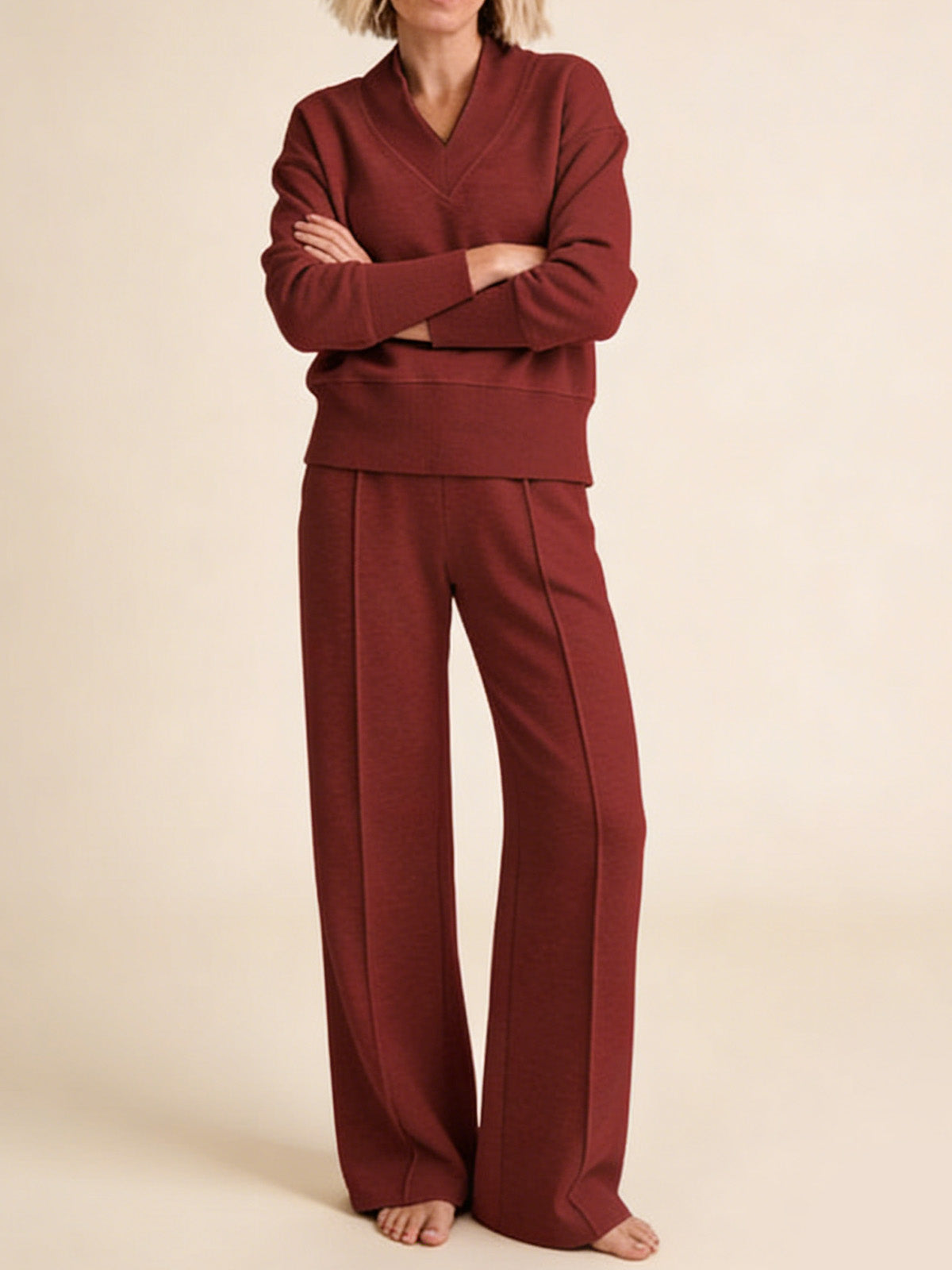 2-Части Комплект: Свободна Блуза и Широки Панталони